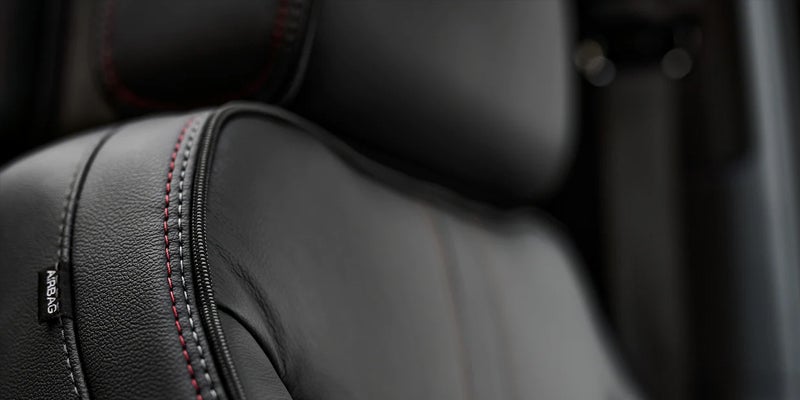 Seat covers displayed on the back of a car